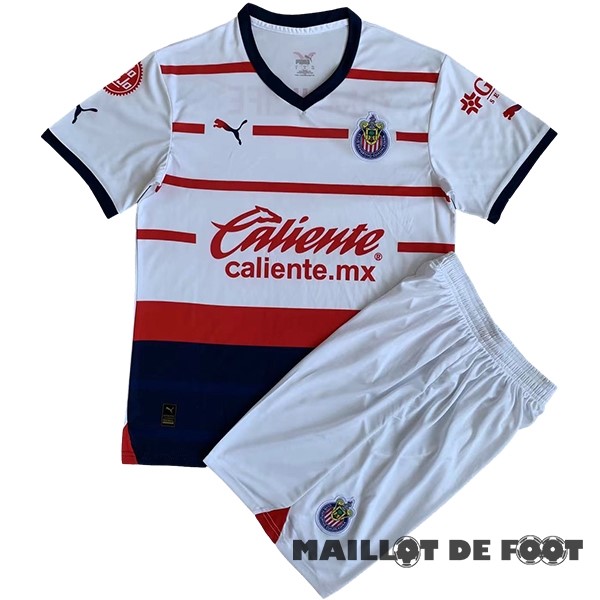 Foot Maillot Pas Cher Exterieur Conjunto De Enfant CD Guadalajara 2023 2024 Blanc