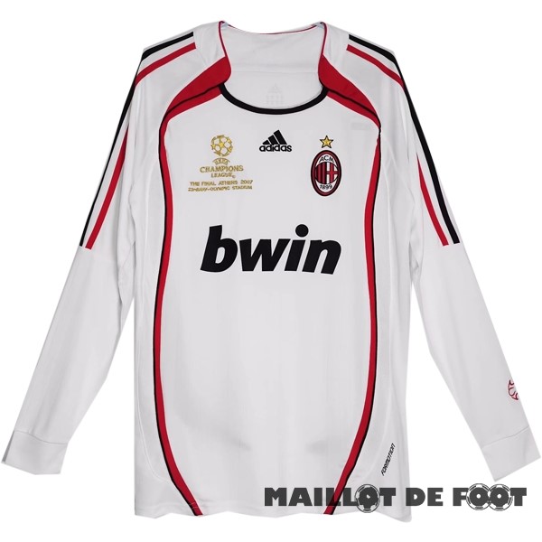 Foot Maillot Pas Cher Exterieur Maillot Manches Longues AC Milan Retro 2006 2007 Blanc