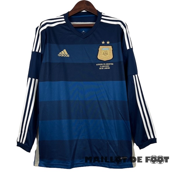 Foot Maillot Pas Cher Exterieur Manches Longues Argentine Retro 2014 Bleu