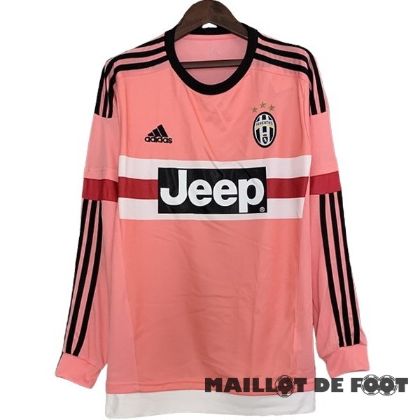 Foot Maillot Pas Cher Exterieur Manches Longues Juventus Retro 2015 2016 Rose