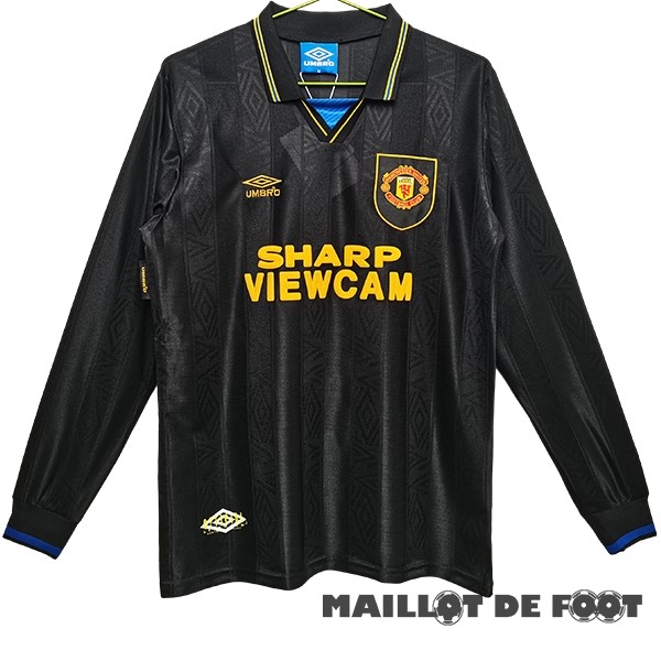 Foot Maillot Pas Cher Exterieur Manches Longues Manchester United Retro 1993 1994 Noir