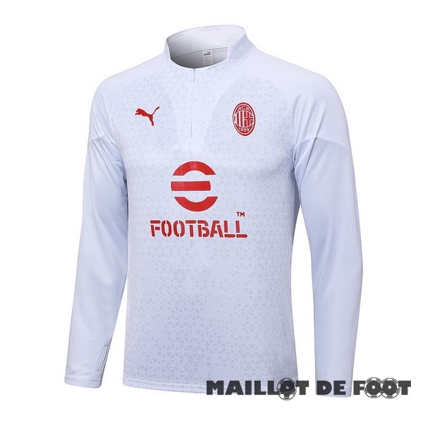 Foot Maillot Pas Cher Sudadera Entrainement AC Milan 2023 2024 Blanc I Rouge