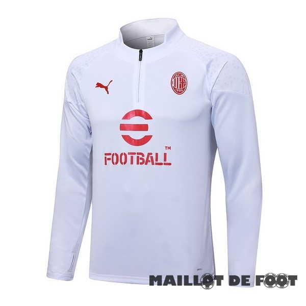 Foot Maillot Pas Cher Sudadera Entrainement AC Milan 2023 2024 Blanc Rouge