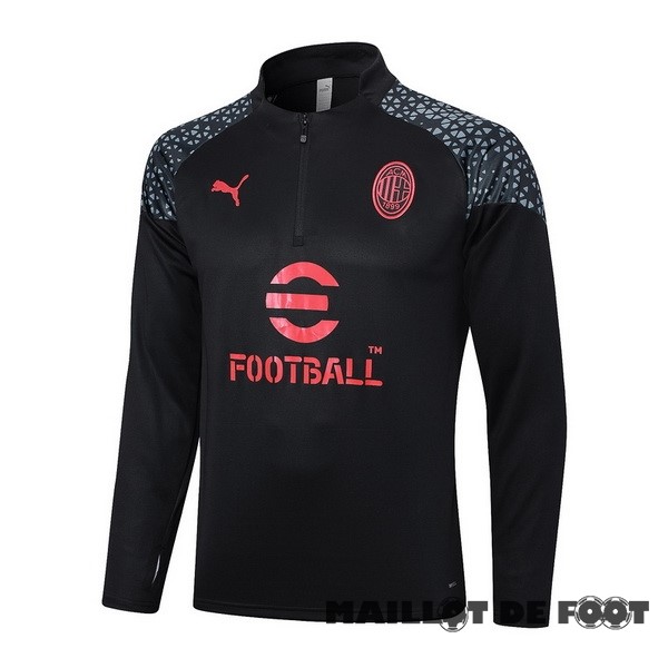 Foot Maillot Pas Cher Sudadera Entrainement AC Milan 2023 2024 Noir Rouge Gris