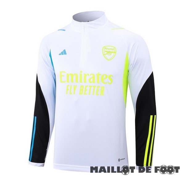 Foot Maillot Pas Cher Sudadera Entrainement Arsenal 2023 2024 Blanc Noir Jaune