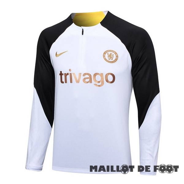 Foot Maillot Pas Cher Sudadera Entrainement Chelsea 2023 2024 Blanc Noir