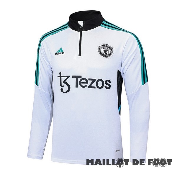 Foot Maillot Pas Cher Sudadera Entrainement Manchester United 2023 2024 Blanc Vert