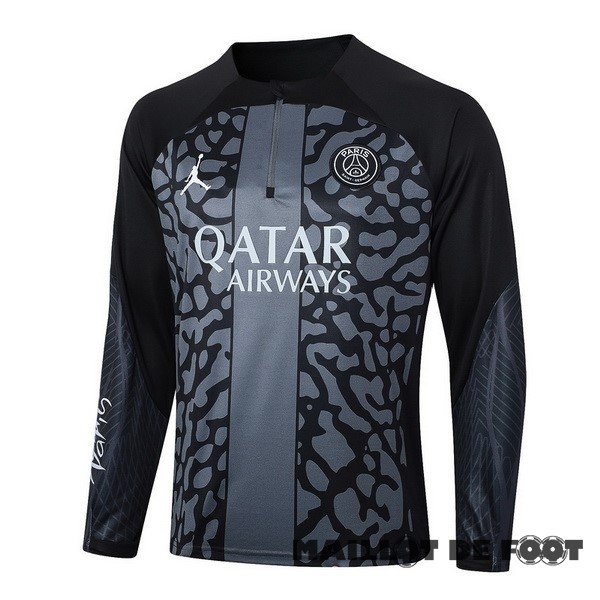 Foot Maillot Pas Cher Sudadera Entrainement Paris Saint Germain 2023 2024 Gris Noir