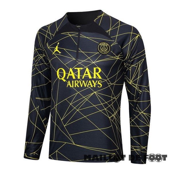 Foot Maillot Pas Cher Sudadera Entrainement Paris Saint Germain 2023 2024 Noir Jaune