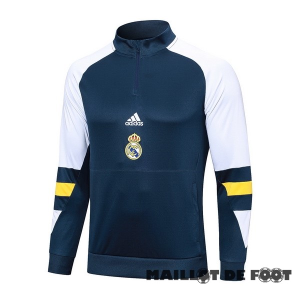 Foot Maillot Pas Cher Sudadera Entrainement Real Madrid 2023 2024 Bleu Blanc Jaune