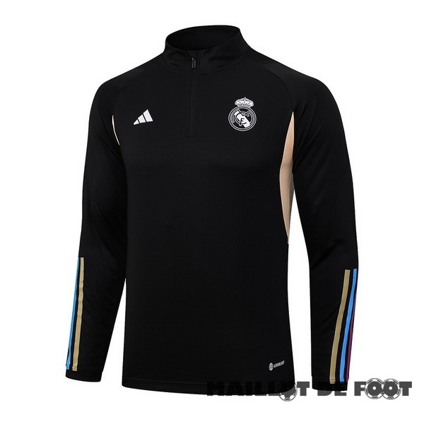 Foot Maillot Pas Cher Sudadera Entrainement Real Madrid 2023 2024 Noir Jaune