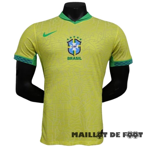 Foot Maillot Pas Cher Thailande Domicile Joueurs Maillot Brésil 2023 Jaune Vert