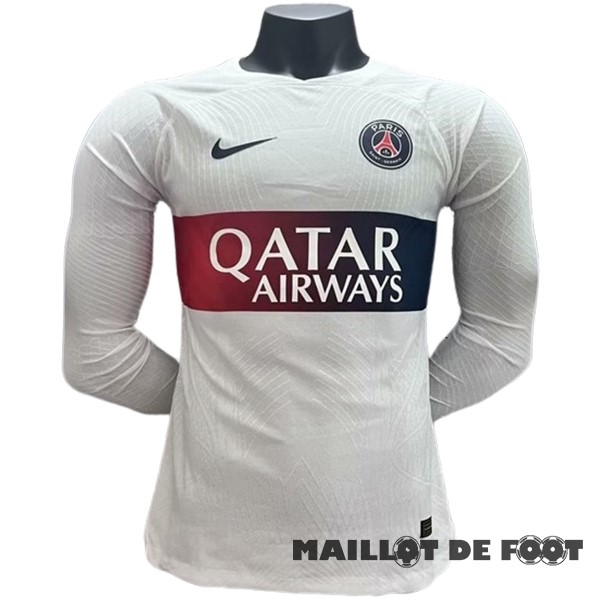 Foot Maillot Pas Cher Thailande Exterieur Joueurs Manches Longues Paris Saint Germain 2023 2024 Blanc