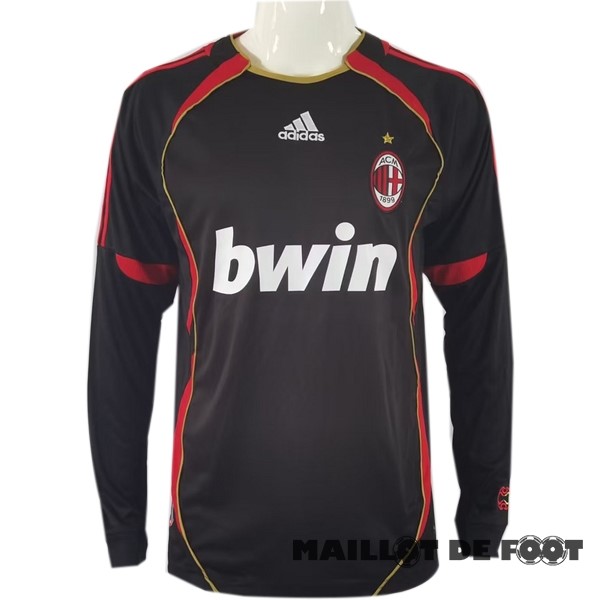 Foot Maillot Pas Cher Third Maillot Manches Longues AC Milan Retro 2006 2007 Noir