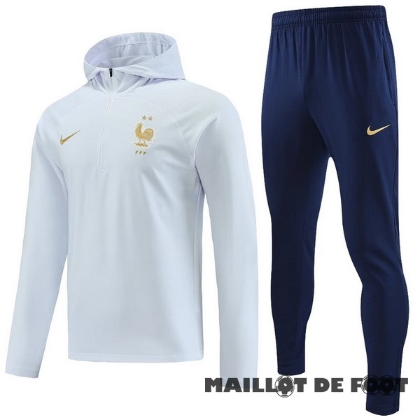 Foot Maillot Pas Cher Veste Con Capucha France 2023 Blanc Bleu Marine