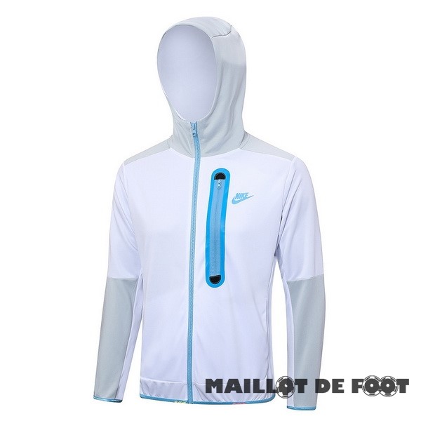 Foot Maillot Pas Cher Veste Con Capucha Nike 2023 Blanc Gris Bleu