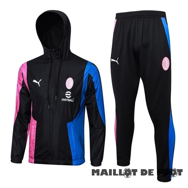 Foot Maillot Pas Cher Conjunto Completo Coupe Vent AC Milan 2023 2024 Noir Rose Bleu