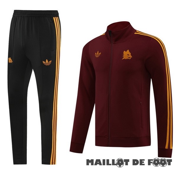 Foot Maillot Pas Cher Conjunto Completo Ropa Deportiva Con Cremallera Larga AS Roma 2023 2024 Rouge Noir