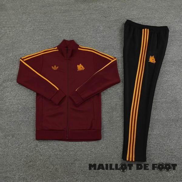 Foot Maillot Pas Cher Conjunto Completo Ropa Deportiva Con Cremallera Larga AS Roma 2023 2024 Rouge Noir 3