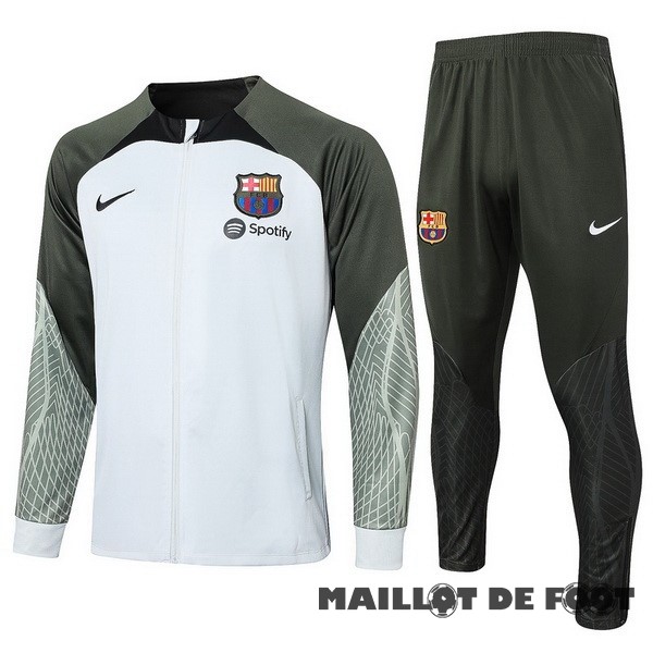 Foot Maillot Pas Cher Conjunto Completo Ropa Deportiva Con Cremallera Larga Barcelona 2023 2024 Blanc Vert