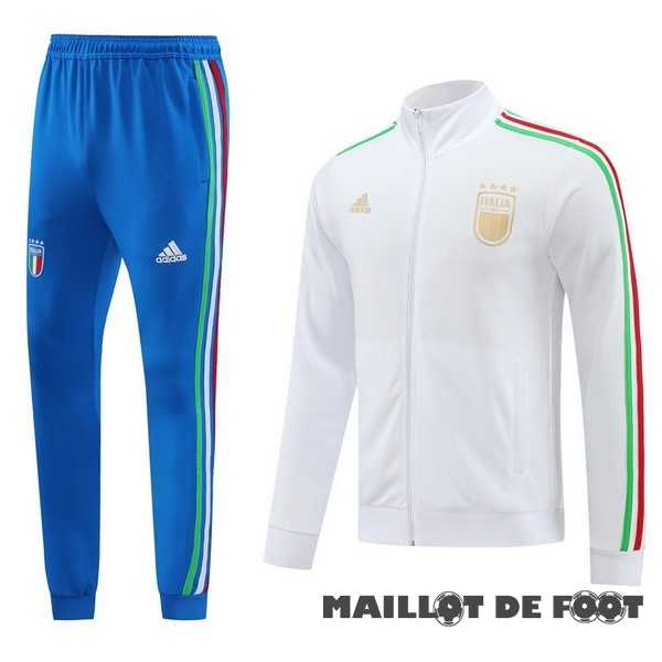 Foot Maillot Pas Cher Conjunto Completo Ropa Deportiva Con Cremallera Larga Italie 2024 Blanc Bleu