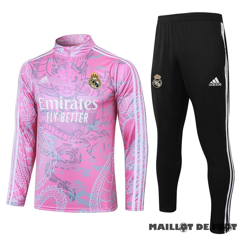 Foot Maillot Pas Cher Conjunto Completo Sudadera Entrainement Real Madrid 2023 2024 Rose Blanc Noir