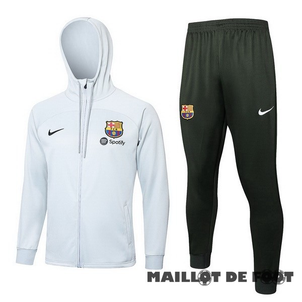 Foot Maillot Pas Cher Conjunto Completo Veste Con Capucha Barcelona 2023 2024 Gris Clair