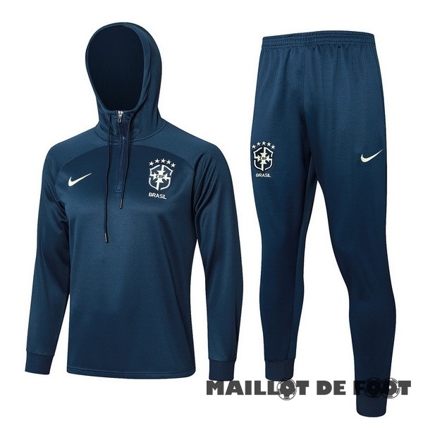 Foot Maillot Pas Cher Conjunto Completo Veste Con Capucha Brésil 2023 Bleu Marine