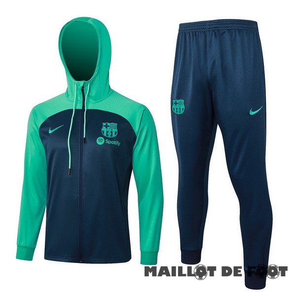 Foot Maillot Pas Cher Conjunto Completo Veste Con Capucha Enfant Barcelona 2023 2024 Vert I Bleu