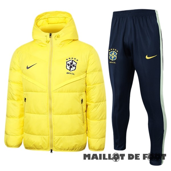 Foot Maillot Pas Cher Conjunto Completo Veste De Algodón Brésil 2023 Jaune Noir