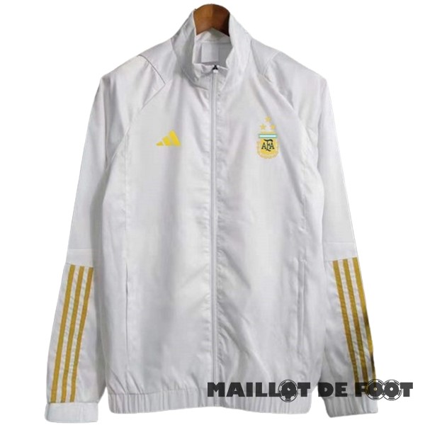 Foot Maillot Pas Cher Coupe Vent Argentine 2023 Blanc Jaune