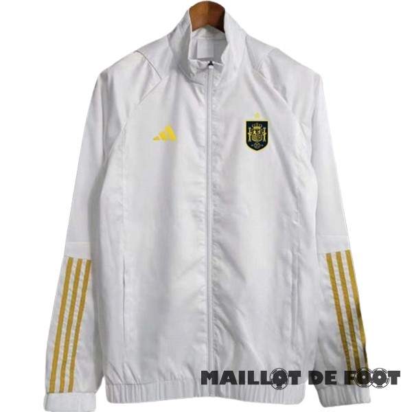 Foot Maillot Pas Cher Coupe Vent Espagne 2024 Blanc Jaune