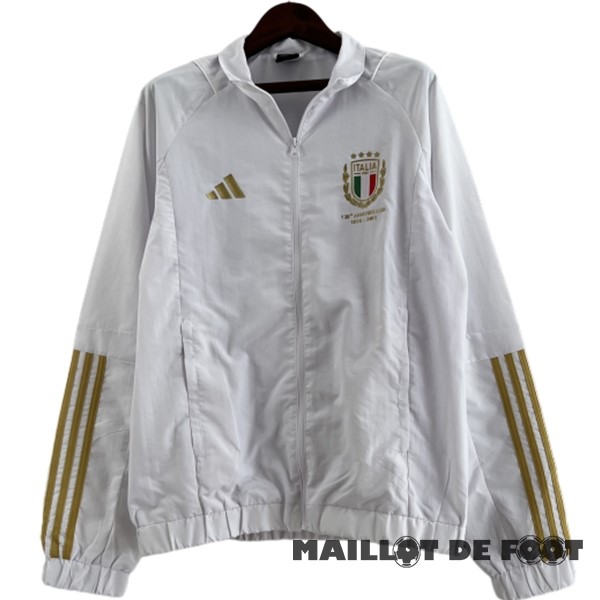 Foot Maillot Pas Cher Coupe Vent Italie 2023 Blanc Jaune