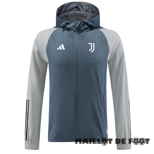 Foot Maillot Pas Cher Coupe Vent Juventus 2023 2024 Bleu Gris