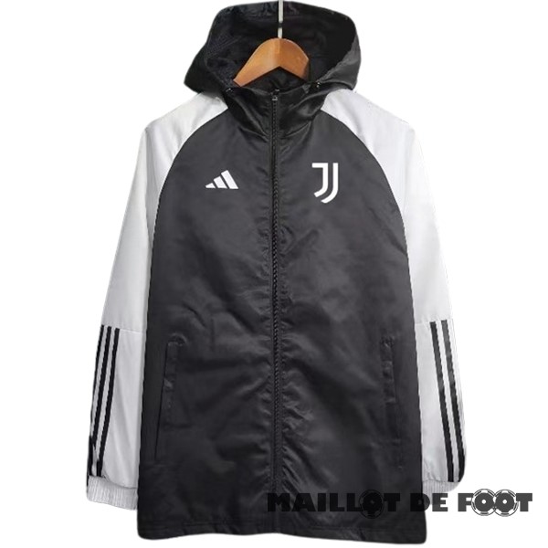 Foot Maillot Pas Cher Coupe Vent Juventus 2023 2024 Noir I Blanc