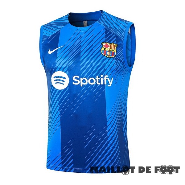 Foot Maillot Pas Cher Entrainement Sans Manches Barcelona 2023 2024 Bleu Blanc