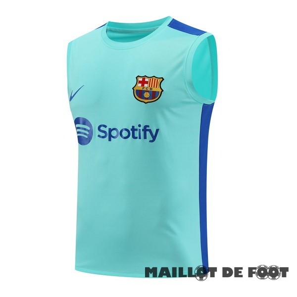 Foot Maillot Pas Cher Entrainement Sans Manches Barcelona 2023 2024 Bleu Vert