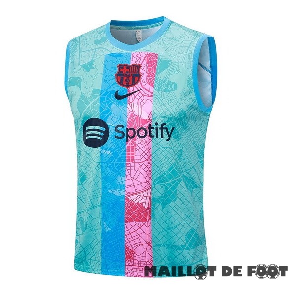 Foot Maillot Pas Cher Entrainement Sans Manches Barcelona 2023 2024 Vert Rose