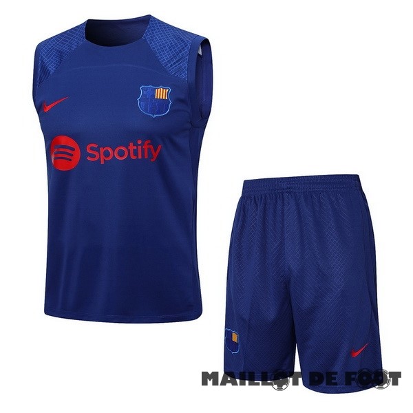 Foot Maillot Pas Cher Entrainement Sans Manches Conjunto Completo Barcelona 2023 2024 Bleu