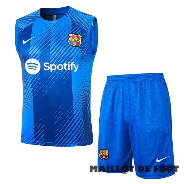 Foot Maillot Pas Cher Entrainement Sans Manches Conjunto Completo Barcelona 2023 2024 Bleu Blanc