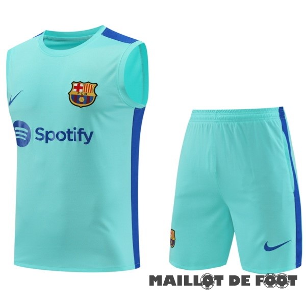 Foot Maillot Pas Cher Entrainement Sans Manches Conjunto Completo Barcelona 2023 2024 Bleu Vert