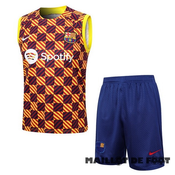 Foot Maillot Pas Cher Entrainement Sans Manches Conjunto Completo Barcelona 2023 2024 Orange Bleu