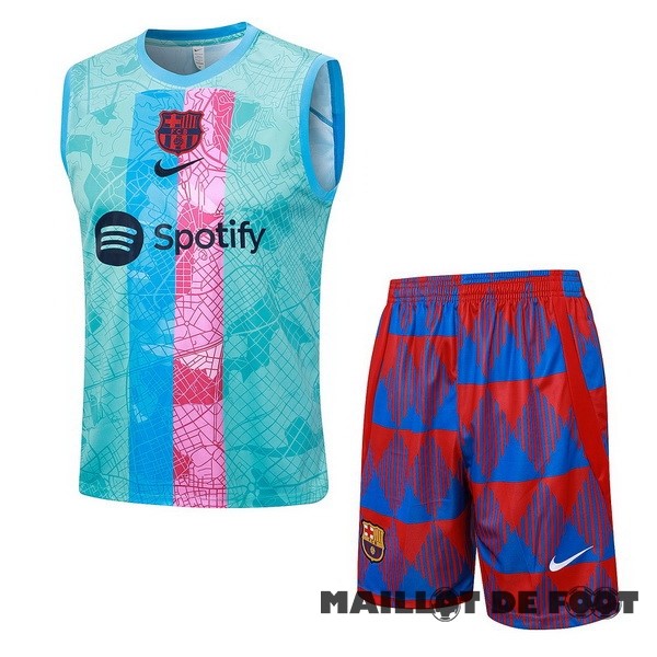 Foot Maillot Pas Cher Entrainement Sans Manches Conjunto Completo Barcelona 2023 2024 Vert Rose Rouge