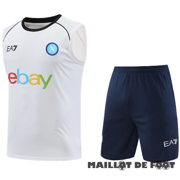 Foot Maillot Pas Cher Entrainement Sans Manches Conjunto Completo Napoli 2024 2025 Blanc Bleu