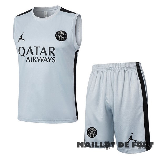 Foot Maillot Pas Cher Entrainement Sans Manches Conjunto Completo Paris Saint Germain 2023 2024 Gris Clair