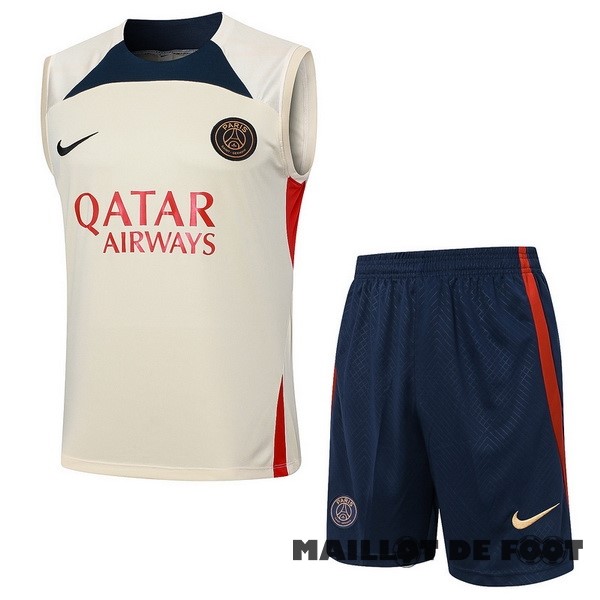 Foot Maillot Pas Cher Entrainement Sans Manches Conjunto Completo Paris Saint Germain 2023 2024 Jaune Bleu