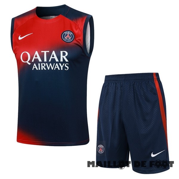 Foot Maillot Pas Cher Entrainement Sans Manches Conjunto Completo Paris Saint Germain 2023 2024 Rouge Bleu