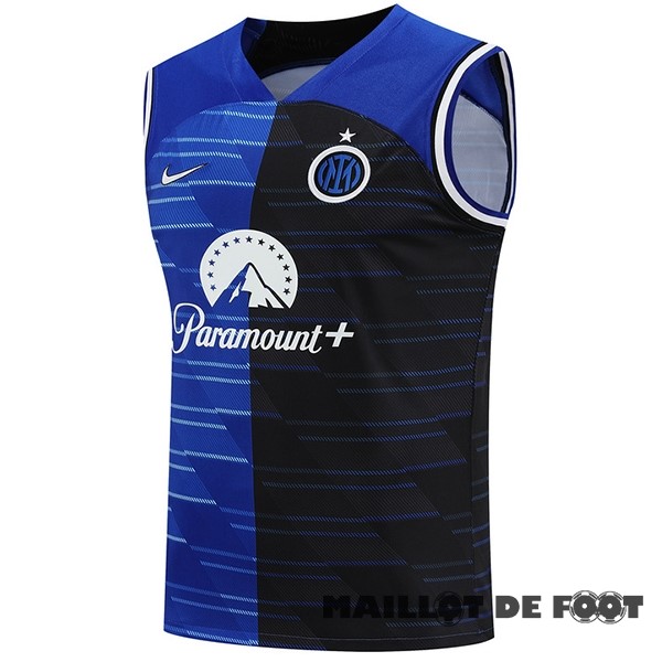 Foot Maillot Pas Cher Entrainement Sans Manches Inter Milán 2023 2024 Bleu Noir