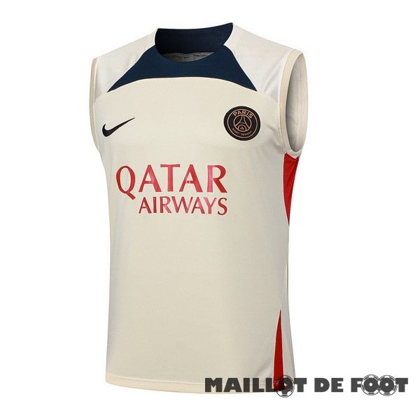 Foot Maillot Pas Cher Entrainement Sans Manches Paris Saint Germain 2023 2024 Jaune Bleu