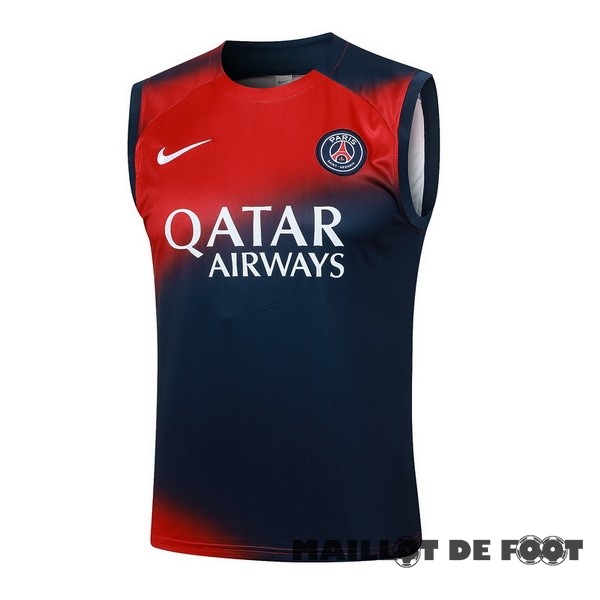 Foot Maillot Pas Cher Entrainement Sans Manches Paris Saint Germain 2023 2024 Rouge Bleu